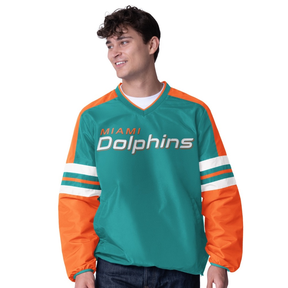 NFL Dolphins‎ High Heat V-Neck Pullover Windbreaker NWOT Size M